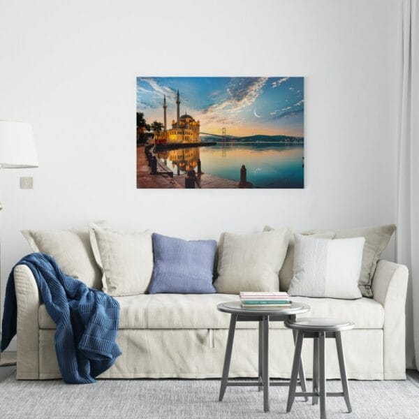 Ortakoy mosque canvas bosphorus bridge in turkey