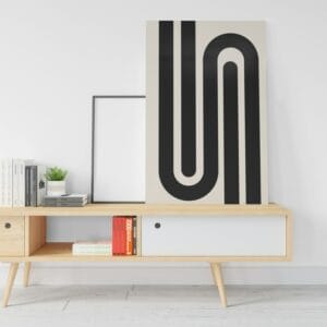 Geometric canvas Letter with Black and white poster Printed wall art