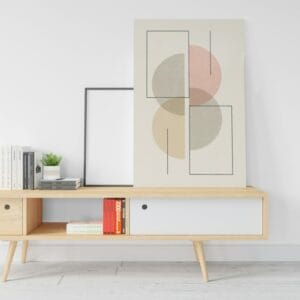 Geometric canvas Abstract Print Muted Colors poster with half shapes