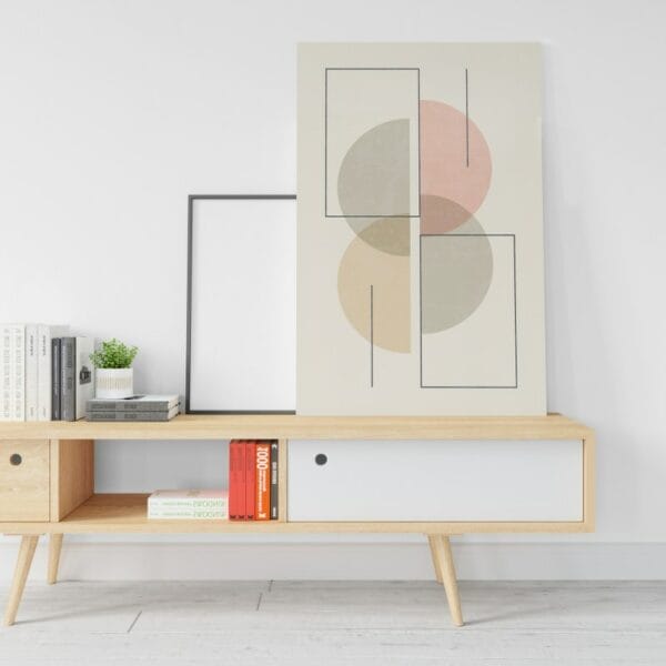 Geometric canvas Abstract Print Muted Colors poster with half shapes