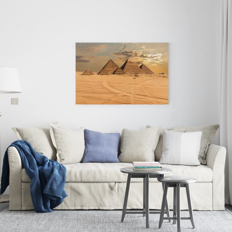 canvas Sunset with pyramids giza egypt Printed wall art