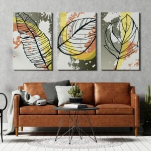 Golden Black Leaf Plants canvas Printed wall art