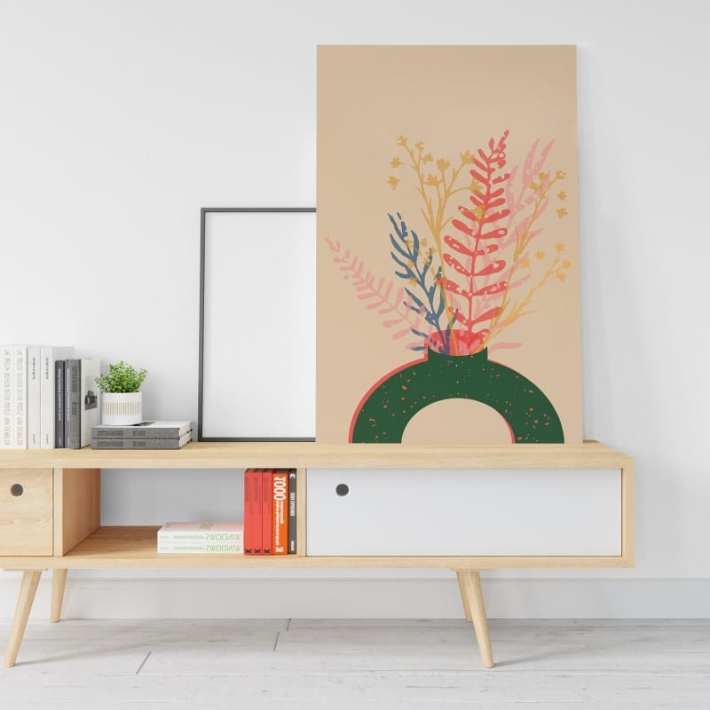 لوحة فنية جدارية مطبوعة على قماش مزهرية حديثة بأغصان