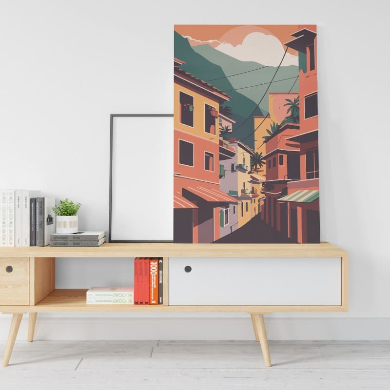 Vector illustration brazilian canvas favela landscape Printed wall art