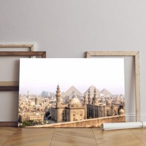 View mosque sultan hassan canvas with pyramids giza egypt