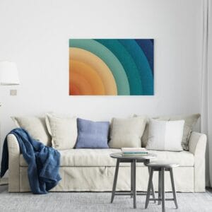 Vintage canvas 70s quarter radial sun retro vector Printed wall art
