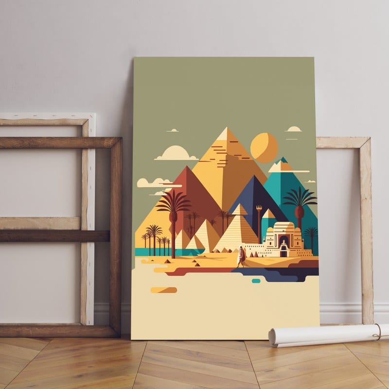 Geometric canvas shape of the pyramids and Egyptian landmarks Printed wall art