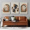 Beautiful Boho set 3 canvas of Leaves with orange and dark green color