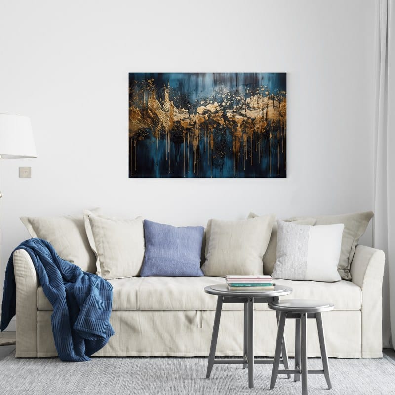 Amazing Dark Blue And Gold canvas printed wall art