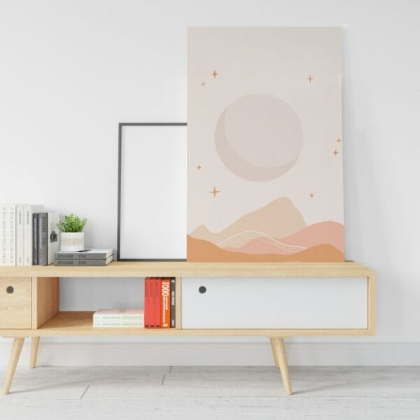 geometric canvas shape of the moon printed wall art