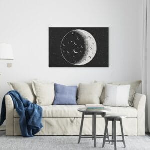 Amazing Full Moon canvas Black And White  Nighttime Printed wall art