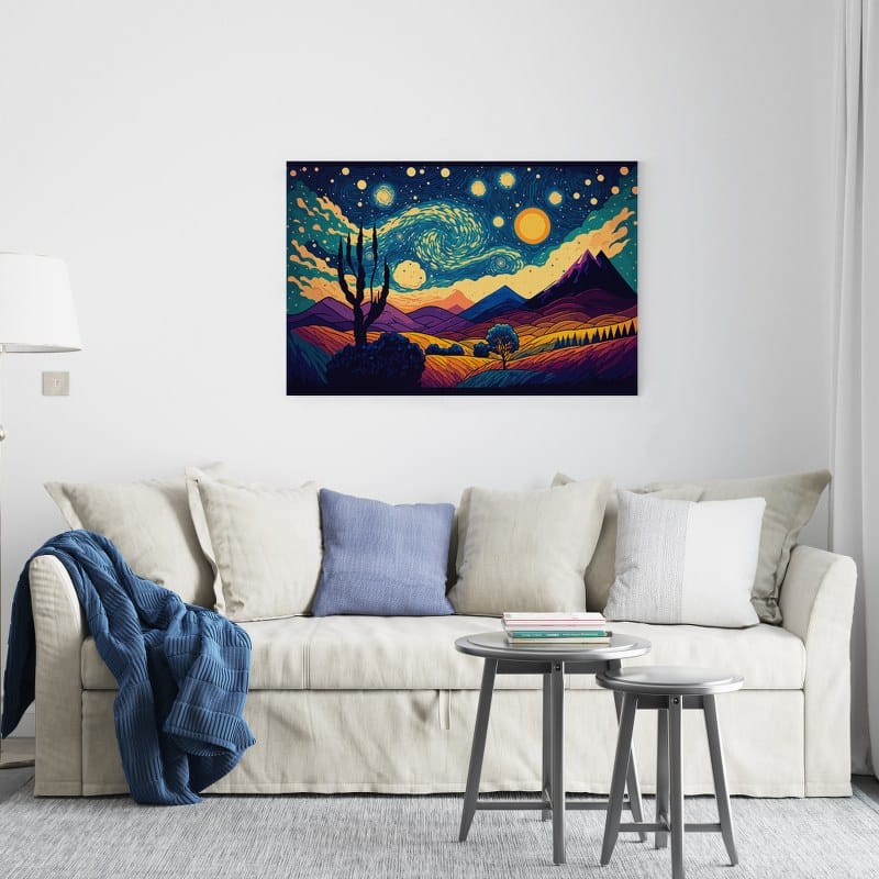 Beautiful Starry Night canvas on western desert Printed wall art