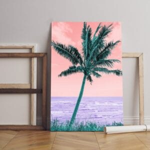 Colorful canvas retro landscape vaporwave style Printed  wall art