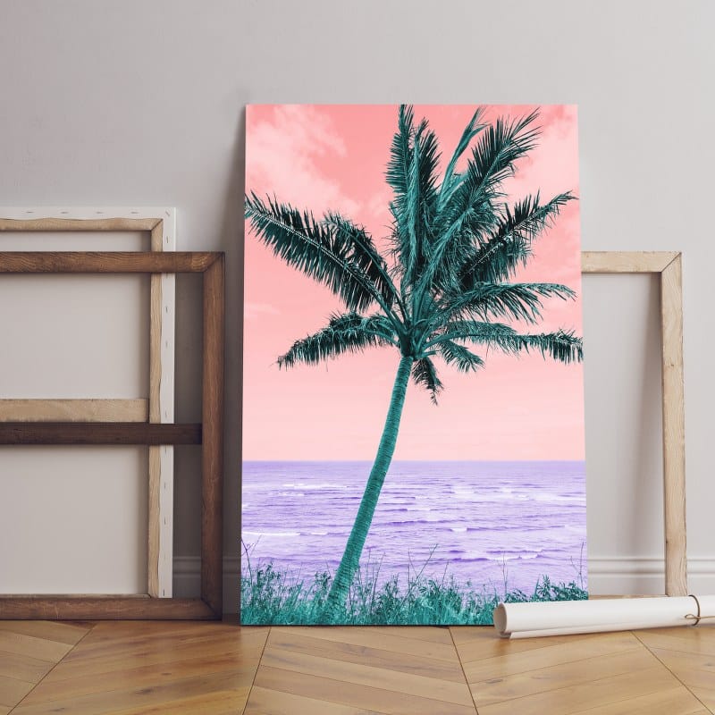 Colorful canvas retro landscape vaporwave style Printed wall art