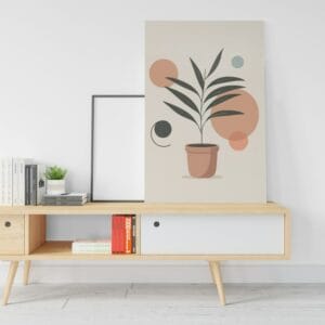 Mica Plant Pot Beige canvas  Printed  wall art