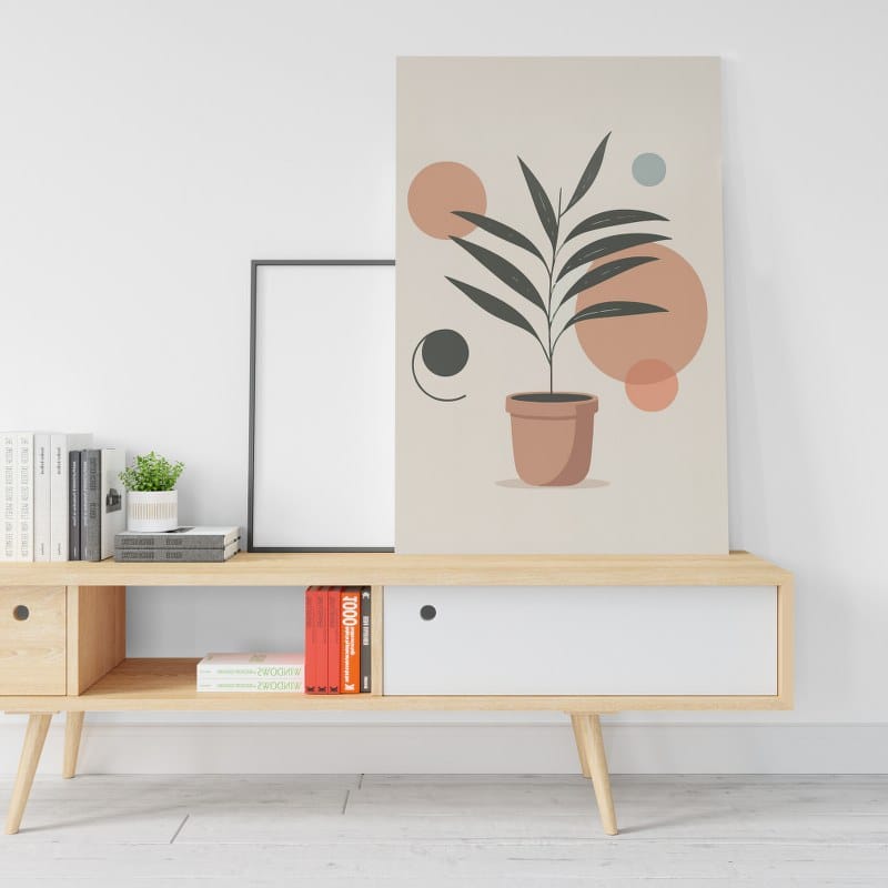 Mica Plant Pot Beige canvas Printed wall art