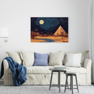 Egyptian Pyramids At Sunset canvas with palm trees Printed wall art