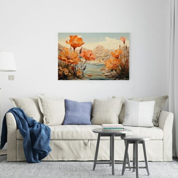 Floral watercolor summer canvas poster with tropical leaves Printed  wall art