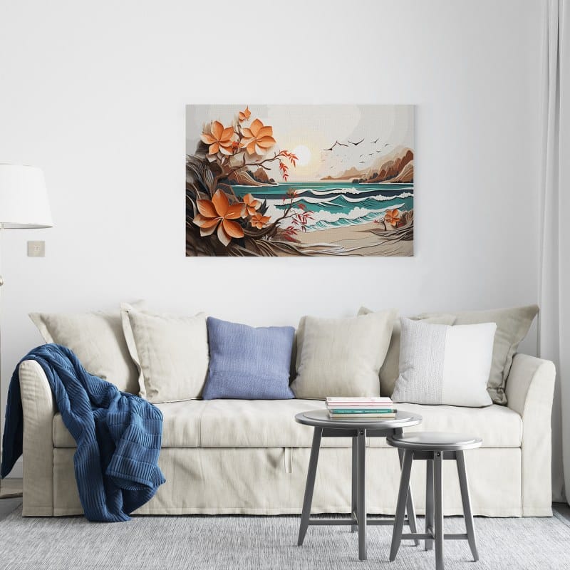 لوحة فنية مطبوعة على قماش لمناظر طبيعية من الجنة الاستوائية