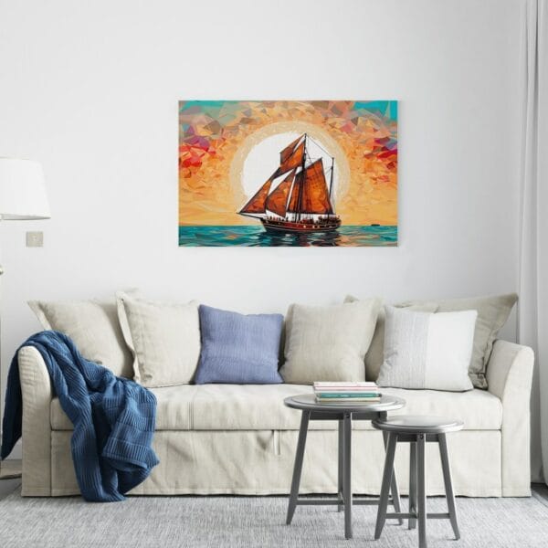 Beautiful Gold Sail Landscape Canvas Printed wall art