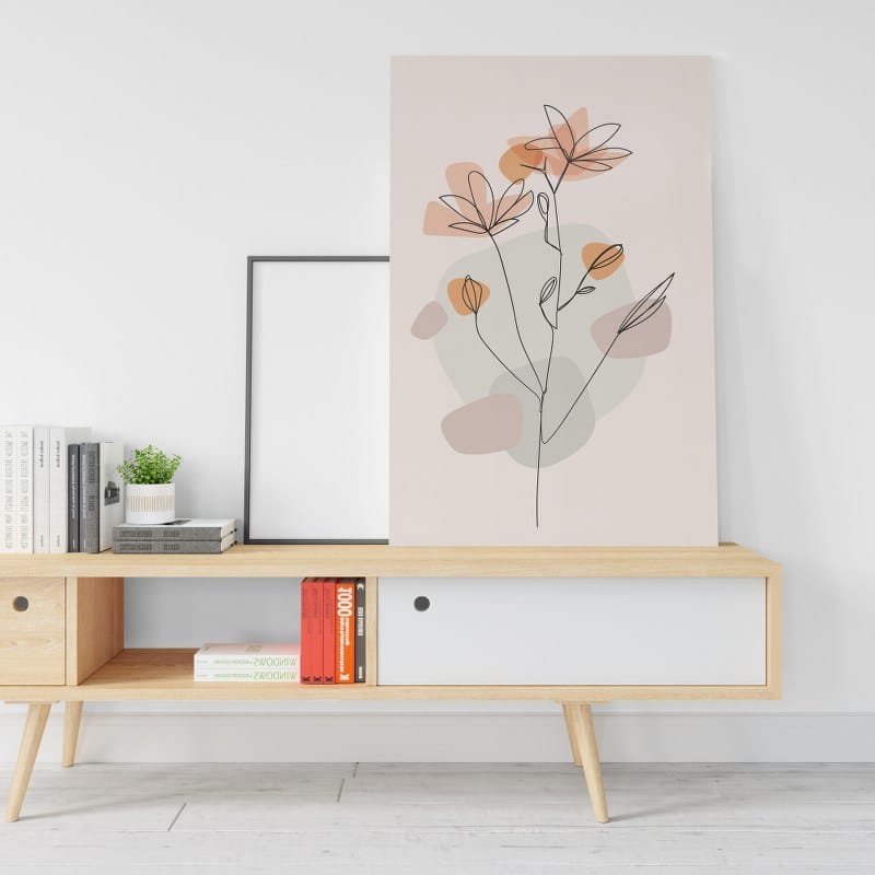 Beautiful Watercolor Abstract canvas Flower Line Art Printed wall art