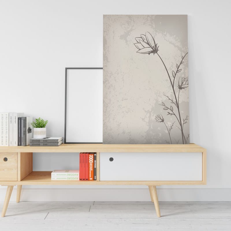 One Line Wild Flowers canvas Printed wall art