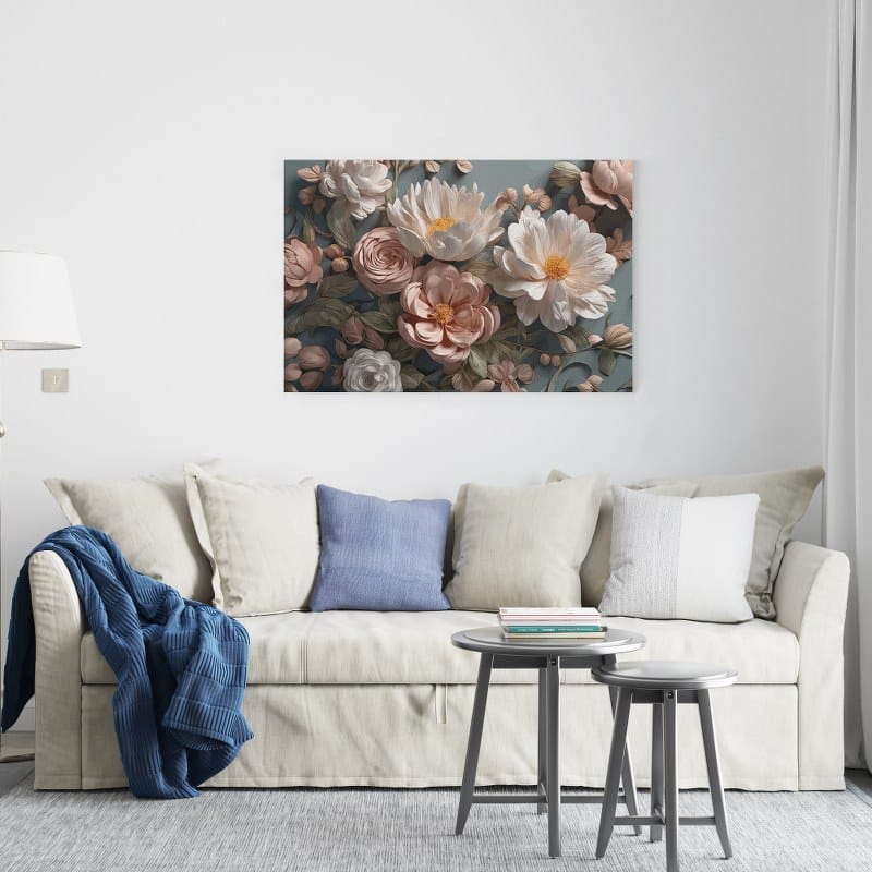 Beautiful canvas Vintage Peonies Oil Painting Moody Flower Printed wall art