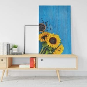 Amazing Blooming yellow sunflowers canvas with sunflower seeds Printed wall art