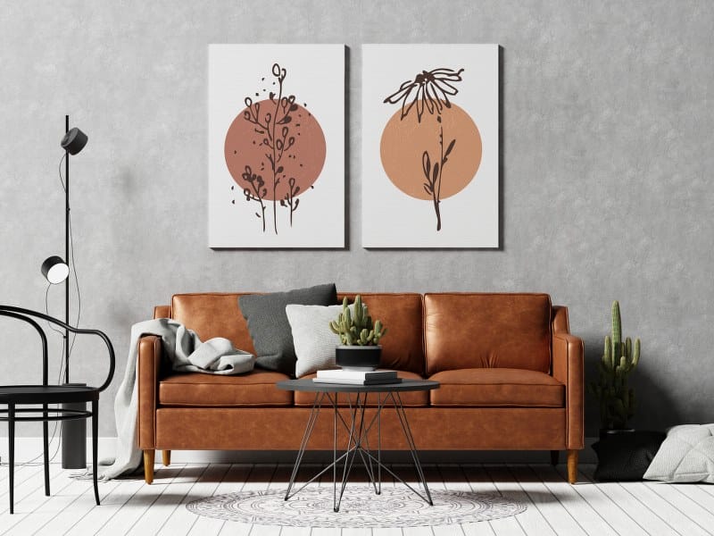 Beautiful Set of 2 canvas wall tableau art vector pattern of flowers and branches