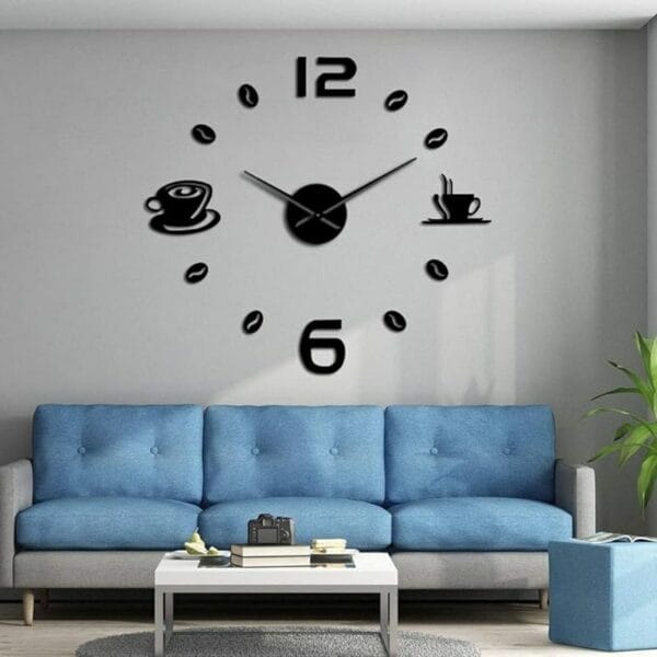 Giant 3D Wall Clock with Coffee Mug