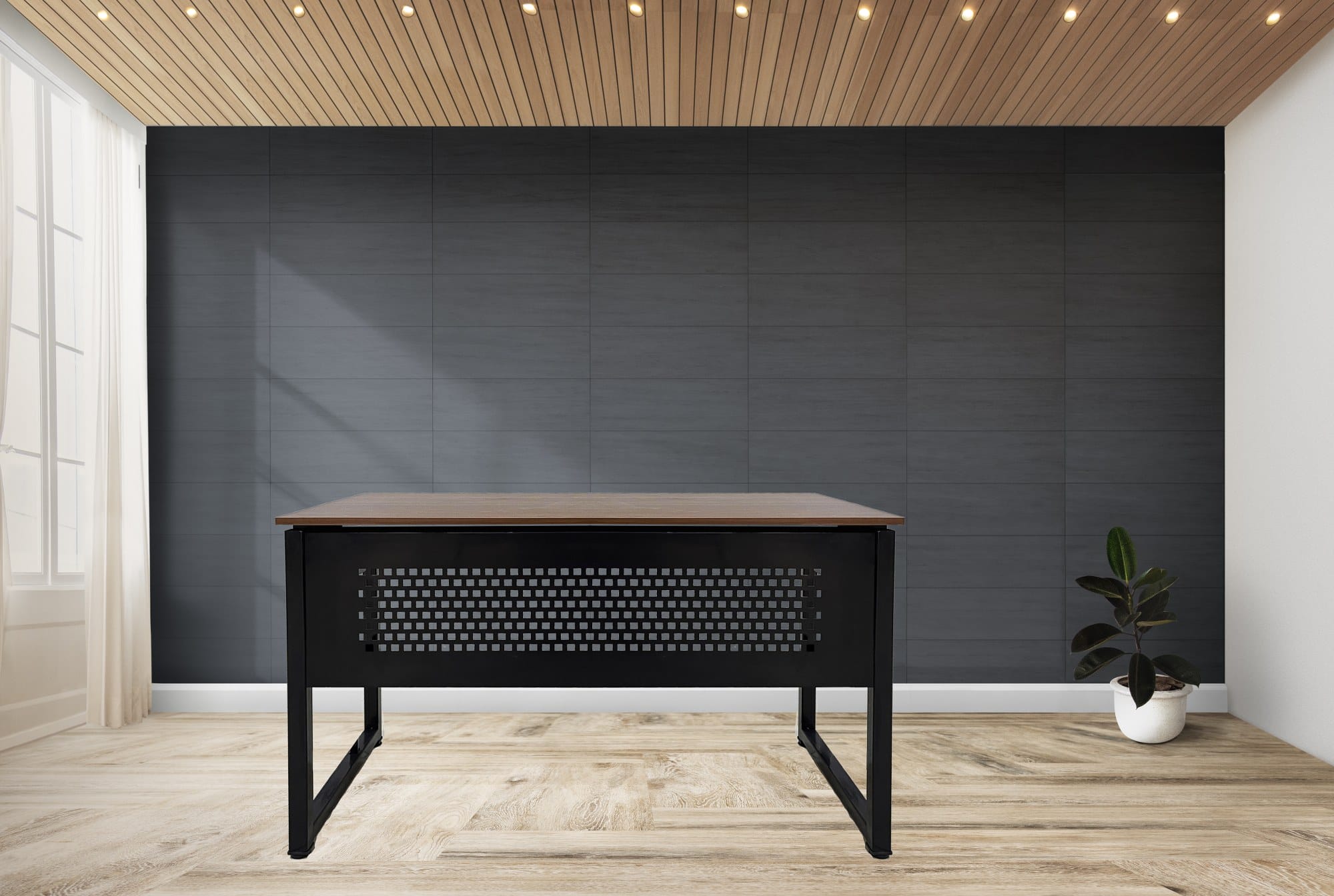 Plant against a black wall mockup