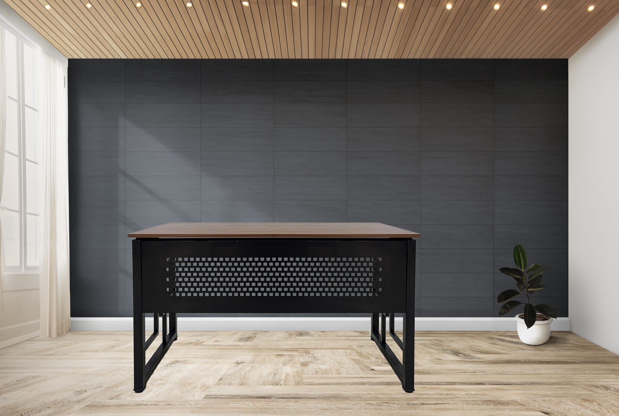 Plant against a black wall mockup