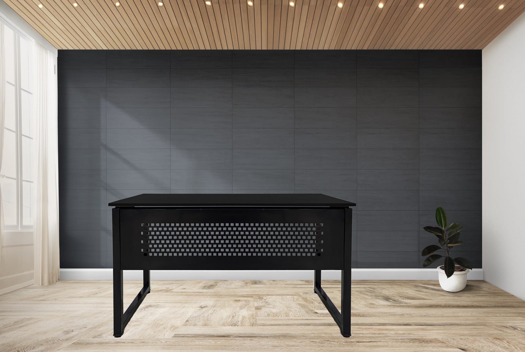 Plant against a black wall mockup