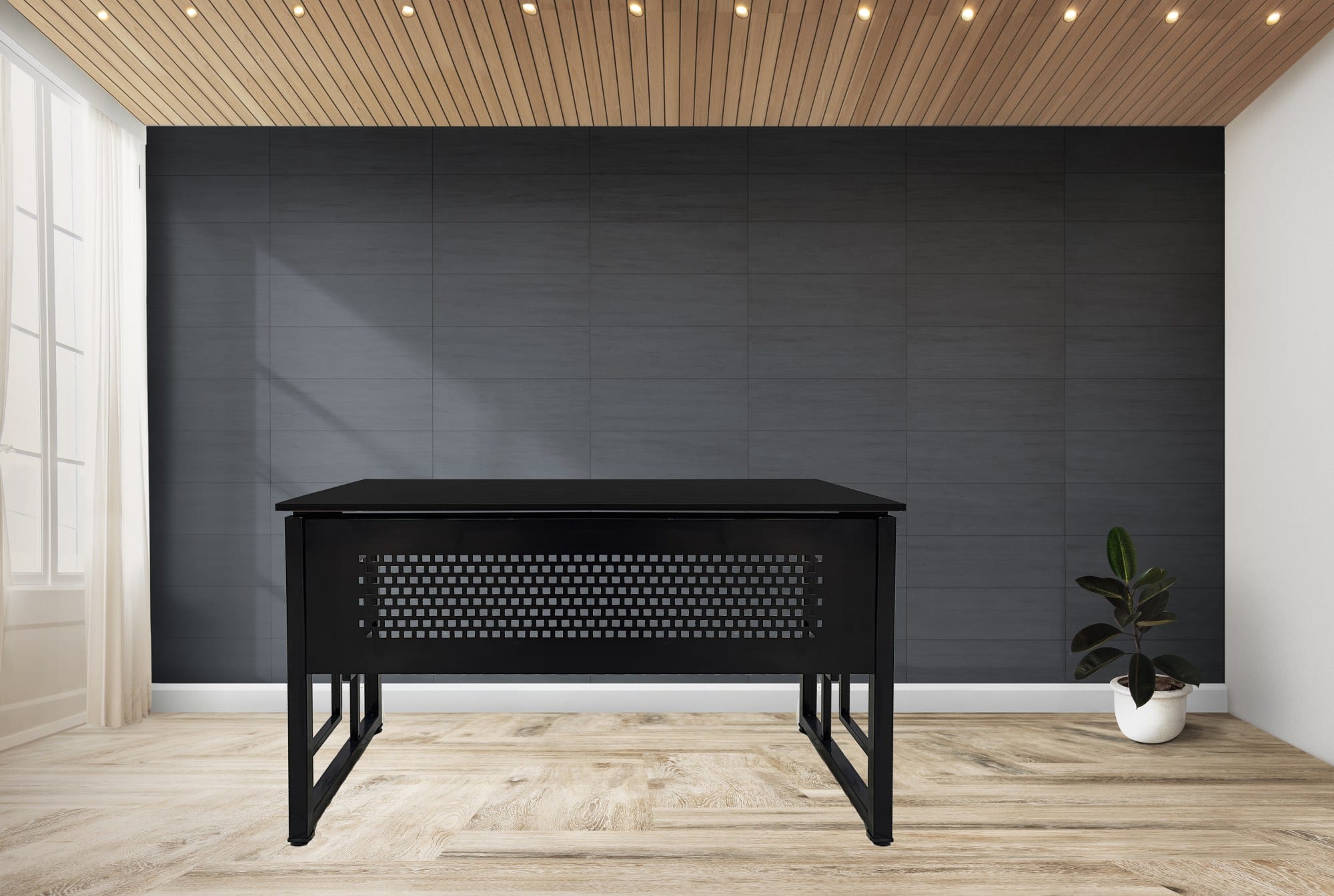 Plant against a black wall mockup