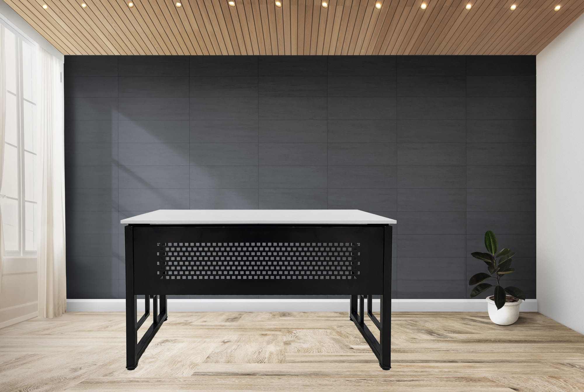 Plant against a black wall mockup