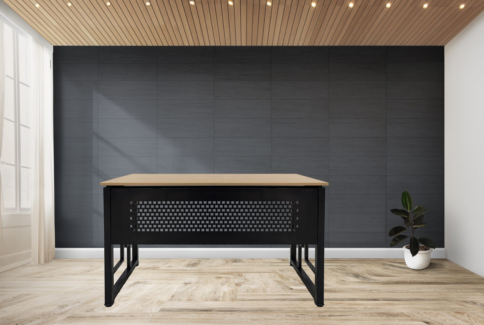 Plant against a black wall mockup