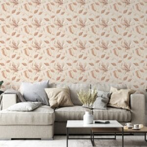 Decorative Ornamental Seamless Spring Pattern  Fabric Wallpaper Covers an area ​​up to 4.2mX3m with adhesive  and smoothing tool