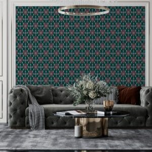 Pattern unique traditional ethnic Fabric Wallpaper Covers an area ​​up to 4.2mX3m with adhesive  and smoothing tool