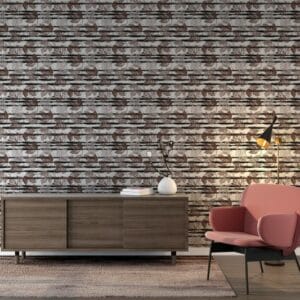 Grey and Brown Leaves Abstract  Fabric Wallpaper Covers an area ​​up to 4.2mX3m with adhesive  and smoothing tool