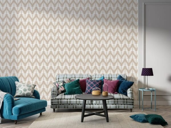 ورق حائط قماشي هندسي صحارى جيو جولد يغطي مساحة تصل إلى 4.2م × 3م مع أداة لاصقة وتنعيم