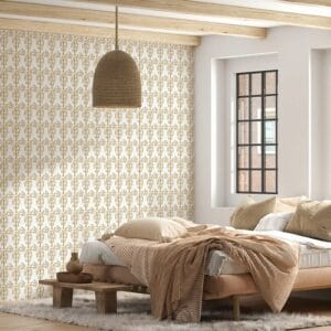 Beige line pattern  Fabric Wallpaper Covers an area ​​up to 4.2mX3m with adhesive  and smoothing tool