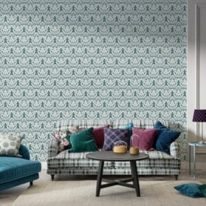 70s Classic Pattern Fabric Wallpaper Covers an area ​​up to 4.2mX3m with adhesive  and smoothing tool