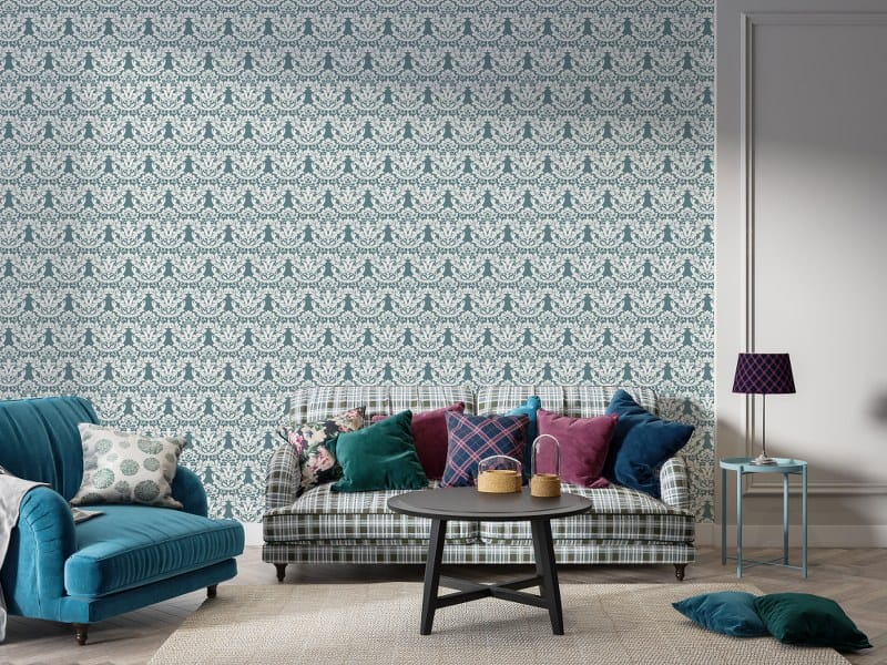 70s Classic Pattern Fabric Wallpaper Covers an area up to 4.2mX3m with adhesive and smoothing tool