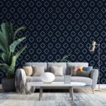 ورق حائط من القماش الأزرق بنمط هندسي تجريدي يغطي مساحة تصل إلى 4.2 متر × 3 متر مع أداة لاصقة وتنعيم