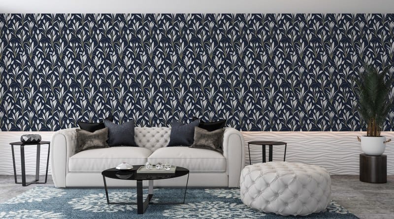 Parisian lilies pattern Fabric Wallpaper Covers an area up to 4.2mX3m with adhesive and smoothing tool