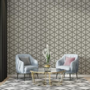 Beige color abstract shape seamless Fabric Wallpaper Covers an area ​​up to 4.2mX3m with adhesive  and smoothing tool