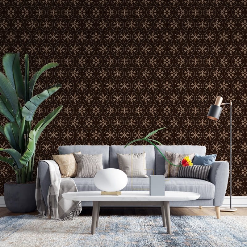 Geometric flower vector background Fabric Wallpaper Covers an area up to 4.2mX3m with adhesive and smoothing tool
