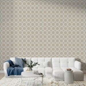 Textile geometric brown and gray with a beautiful pattern Fabric Wallpaper Covers an area ​​up to 4.2mX3m with adhesive  and smoothing tool
