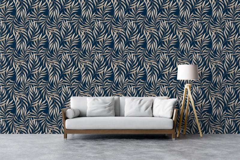 Beautiful colorful seamless leaf pattern Fabric Wallpaper Covers an area up to 4.2mX3m with adhesive and smoothing tool