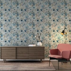 Floral Design Vector Line art Illustration rococo Fabric Wallpaper Covers an area ​​up to 4.2mX3m with adhesive  and smoothing tool